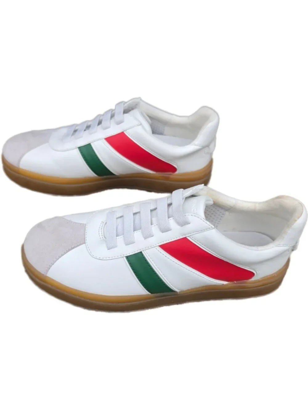 Franco Sarto Vinto Platform Sneaker White Red Green Stripe 9M